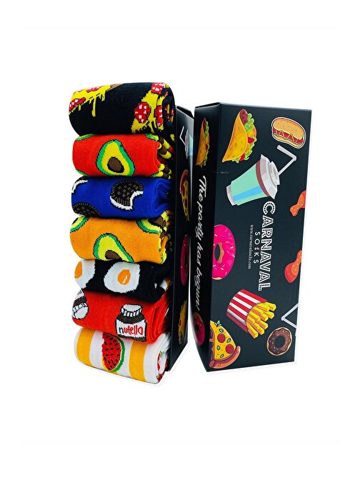 7'li Carnaval Renkli Tasarım Çorap Set 1027