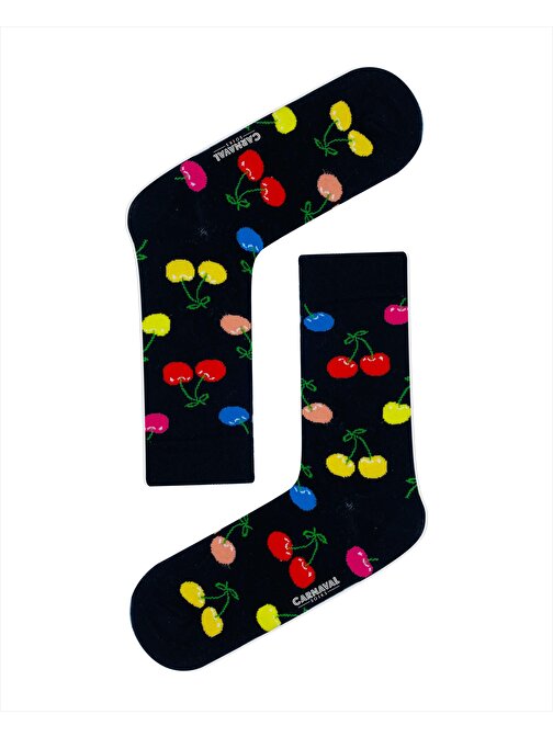 Renkli Kiraz Desenli Renkli Çorap