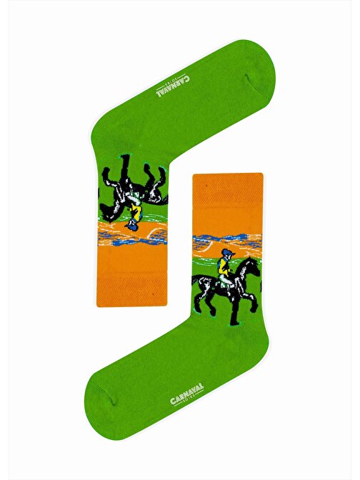 Race Horse Jokey Desenli Renkli Çorap