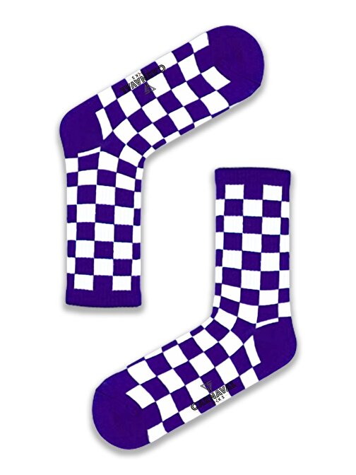 Mor Dama Desenli Renkli Spor Çorap
