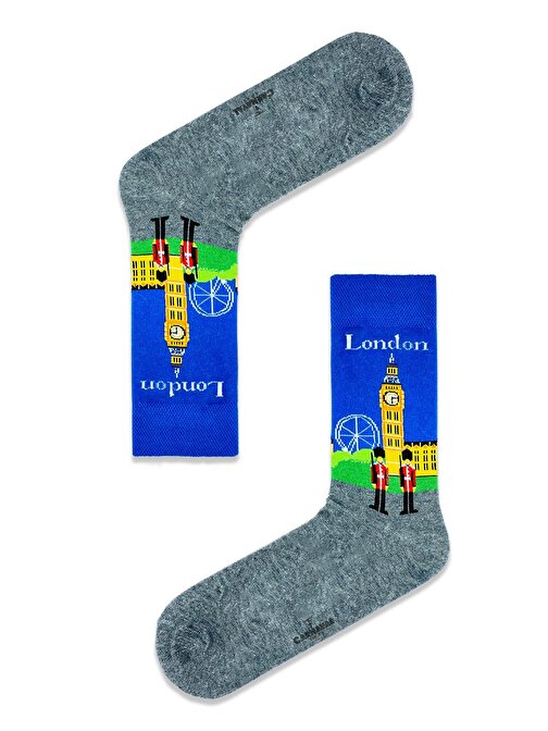 London Tasarımlı Renkli Çorap