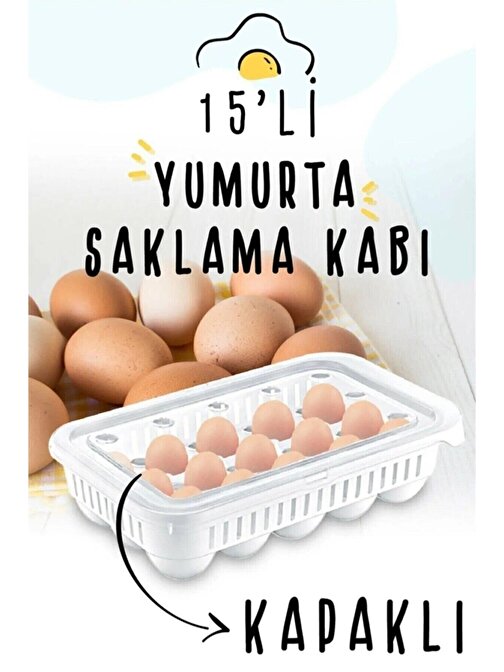 Royalist 15'Li Şeffaf Yumurta Saklama Kabı Yumurtalık Buzdolabına Uygun 15 Li Yumurta Saklama