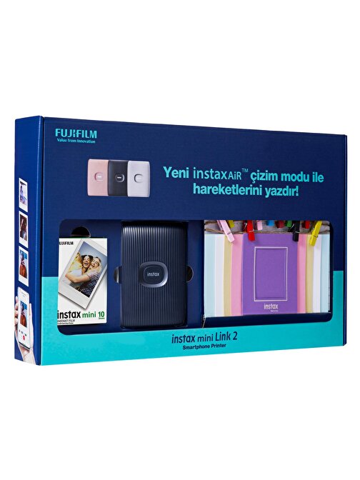 Instax Mini Link 2 Uzay Mavisi Akıllı Telefon Yazıcısı Bundle Box