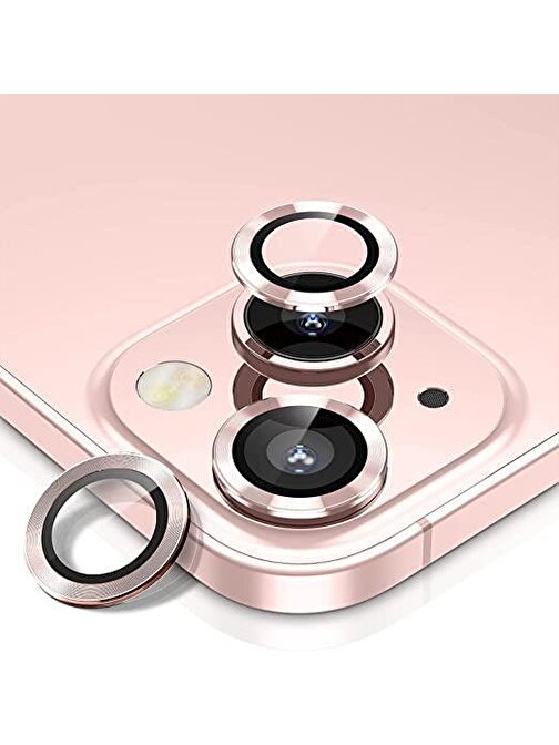 Bipower Binano iPhone 13 - 13 Mini Metal Rings Kamera Lens Koruyucu Rosegold