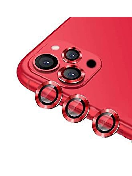 Binano Metal Ring Iphone12 Pro Lens Koruyucu Kırmızı