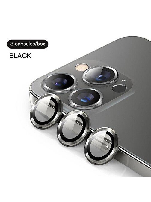 Binano Metal Ring Iphone12 Pro Lens Koruyucu SİYAH