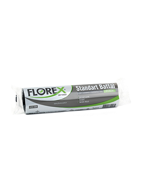 Florex Standart Battal Boy Çöp Torbası 72x95 cm 10'lu Rulo Siyah