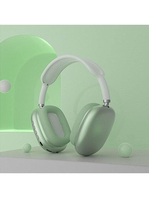 Pazariz Kablosuz Silikonlu Kulak Üstü Bluetooth Kulaklık Yeşil