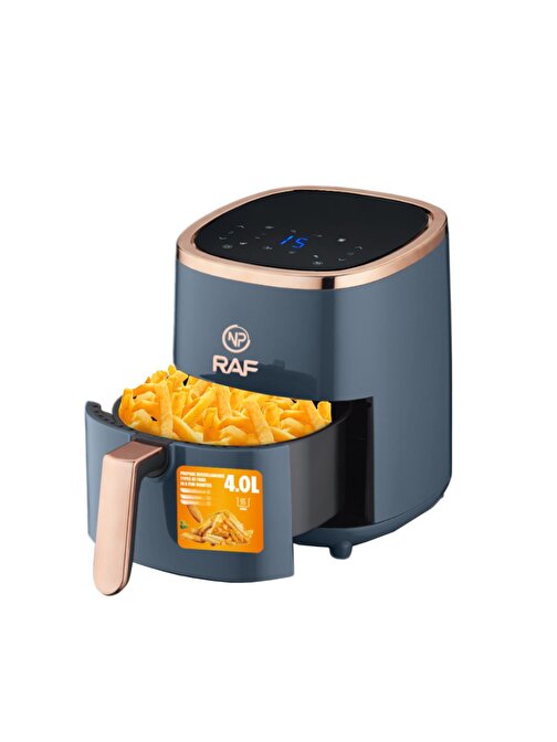 NPO R5007 RAF 1500W 4 lt Airfryer Dokunmatik Ekran Yağsız Kızartma Sıcak Hava Fritözü Siyah ltacivert