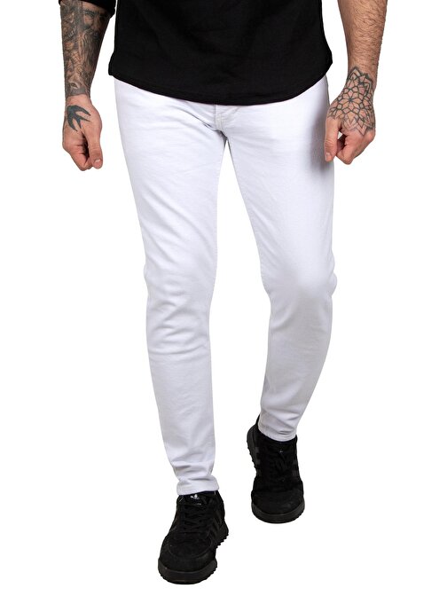 Beyaz Skinny Fit-Ultra Dar Kesim Erkek Kot Pantolon 2004157