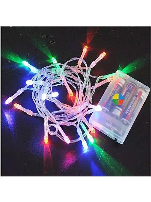 CajuArt 5 Metre 50 Led Şeffaf Kablo RGB Renkli Pilli Led Işık Süs