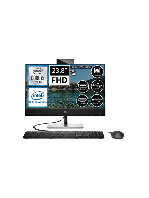 HP ProOne 440 G9 6D394EA UHD Graphics Intel Core i5-12500T 8 GB RAM 512 GB SSD 23.8 inç Full HD Freedos Dokunmatik All in One Bilgisayar