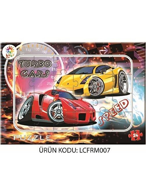 Laço Kids Turbo Cars Çerçeveli Çocuk Puzzle 24 Parça 3+ Yaş