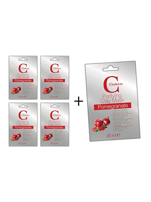Claderm Pomagranate Tüm Cilt Tipleri Arındırıcı Narlıkil Maskesi 20ml 5 'li Avantaj Paketi