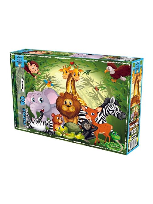 Laço Kids Hayvanlar Temalı Çocuk Puzzle 50 Parça Çocuk