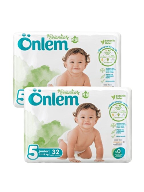 Önlem Botanika 11-18 kg 5 Numara Jumbo Bebek Bezi 2x32 Adet