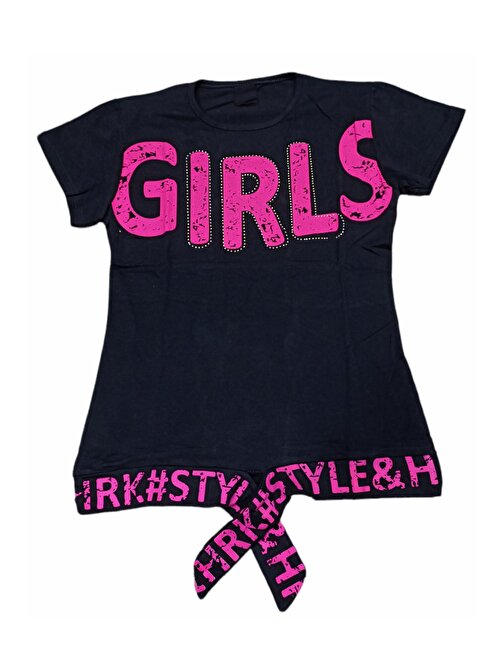 Kız Çocuk Girls Desenli Önden Bağlamalı Tişört