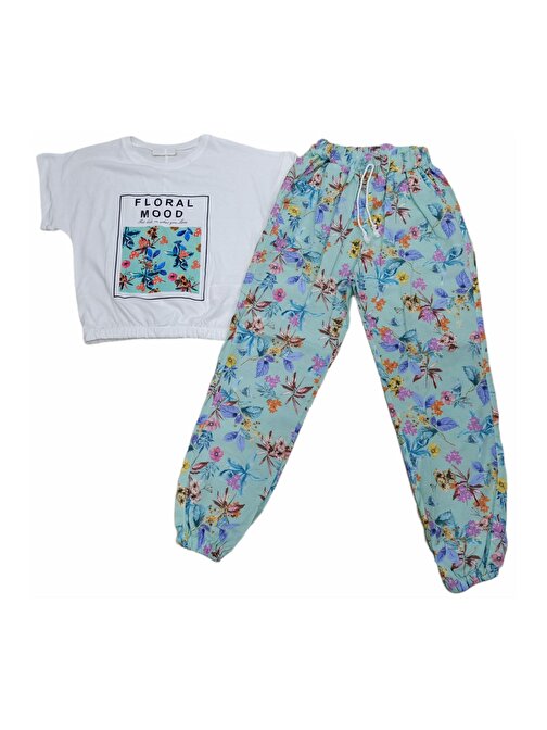 Kız Çocuk Floral Mood Desenli Pantolonlu Takım