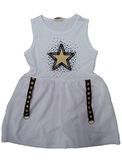 Kız Çocuk Yıldız Desenli Elbise 9 Ay