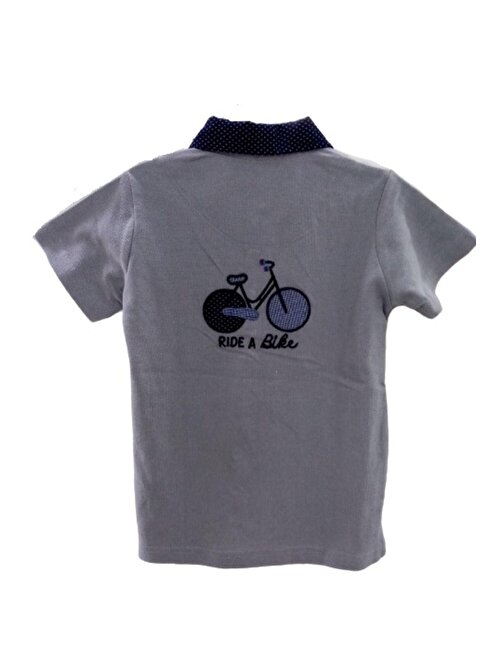 Erkek Çocuk Bisiklet Desenli Polo Yaka Tişört