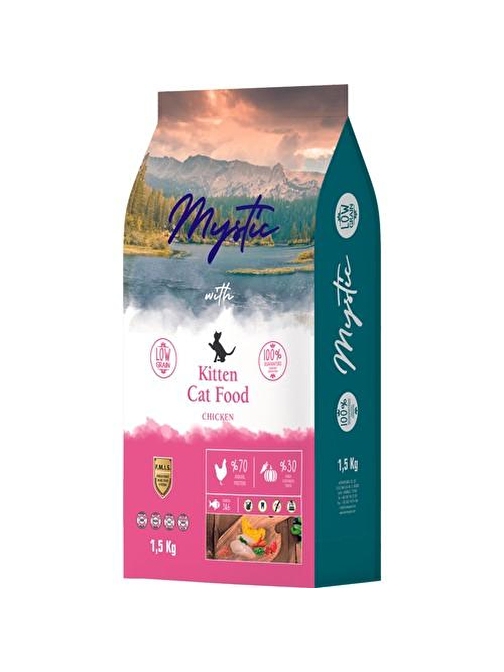 Mystic Az Tahıllı Yavru Kedi Maması Tavuklu 1,5 kg