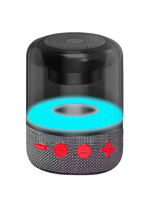 Pazariz Mini Işıklı Yüksek Sesli Taşınabilir Bluetooth Hoparlör Gri