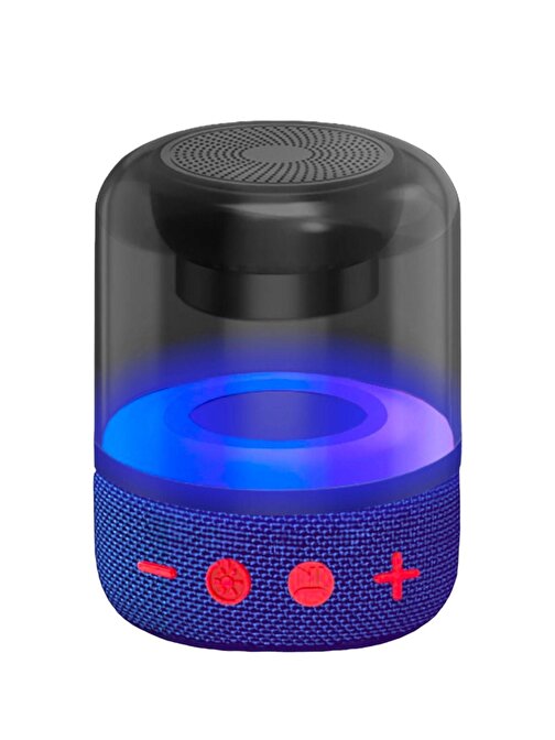 Pazariz Mini Işıklı Yüksek Sesli Taşınabilir Bluetooth Hoparlör Mavi