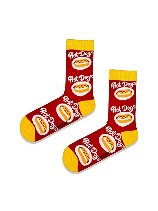 Hot Dog Desenli Renkli Çorap