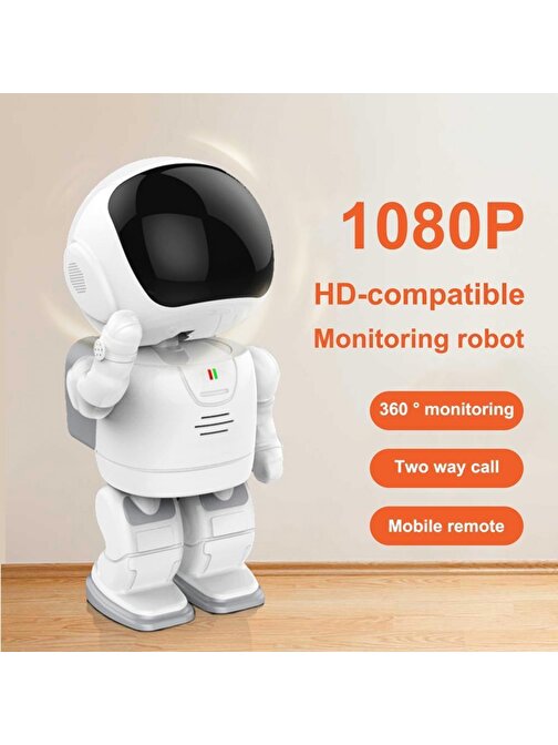 Pazariz 1080P Astronot Robot Görünümlü İntercomlu Hareket Algılama Wifi Kablosuz Bebek Kamerası