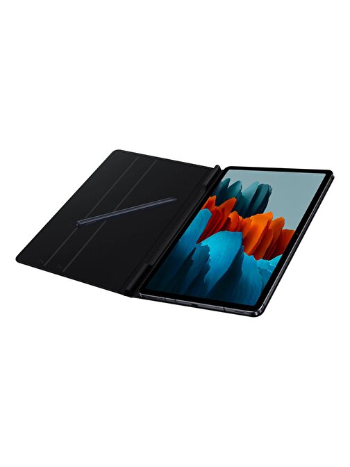Samsung Antimikrobiyal Kaplamalı Kapaklı Samsung Galaxy Tab S7 FE T577 Uyumlu 11 inç Tablet Kılıfı Siyah