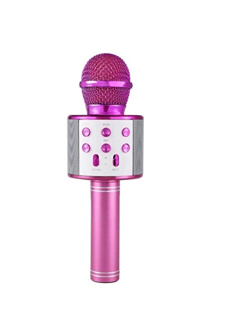 Pazariz Karaoke Mikrofon Bluetooth, Usb, Hafıza Kartı Ve Aux Girişli Ws-858 Pembe