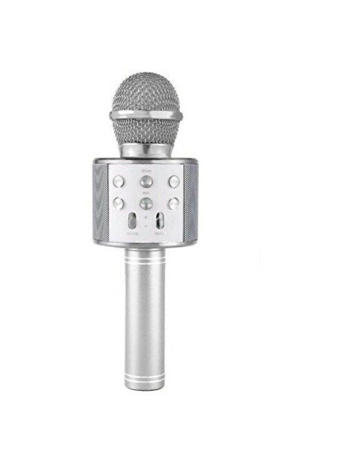 Pazariz Orijinal Karaoke Bluetooth Mikrofon Ws-858 Usb Ses Değiştirme Gümüş