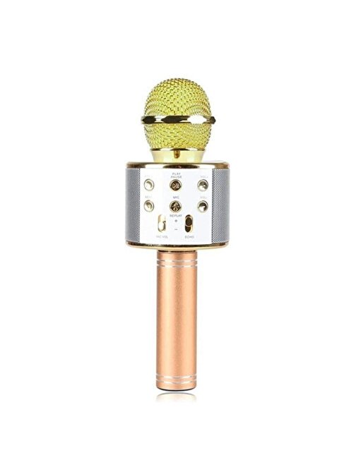 Pazariz Profesyonel Bluetoothlu Karaoke Mikrofon - Aux Sdcard - Gold