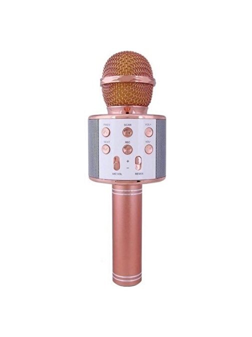 Pazariz Profesyonel Bluetoothlu Karaoke Mikrofon - Aux Sdcard - Rosegold