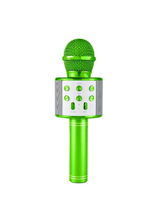 Pazariz WS 858 Karaoke Mikrofon YEŞİL Bluetooth Hoparlör + Şarj Kablo