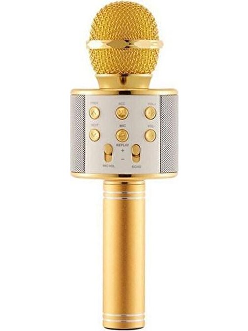 Pazariz WS-858 Bluetooth Karaoke Mikrofon Hoparlör - Altın