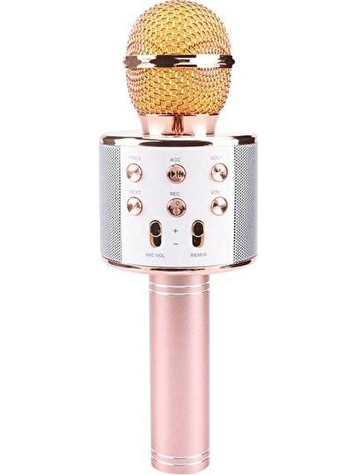 Pazariz WS-858 Bluetooth Karaoke Mikrofon Hoparlör - Rose Gold