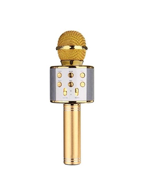 Pazariz Ws-858 Bluetooth*Sd*Aux*Fm Kablosuz Gold Karaoke Mikrofon