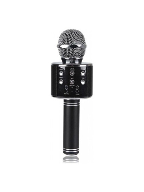 Pazariz Ws-858 Orjinal Karaoke Mikrofon Bluetooth Sd Ve Usb Destekli 2019 Siyah
