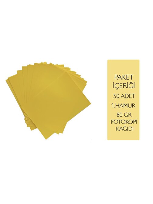 İstisna A5 Renkli Origami Baskı Fotokopi Kağıdı Sarı 50 Adet 80  gr