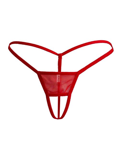 Liona Büyük Beden Fantezi İç Giyim Kadın Seksi Transparan Mini Kırmızı Fantazi G String Külot