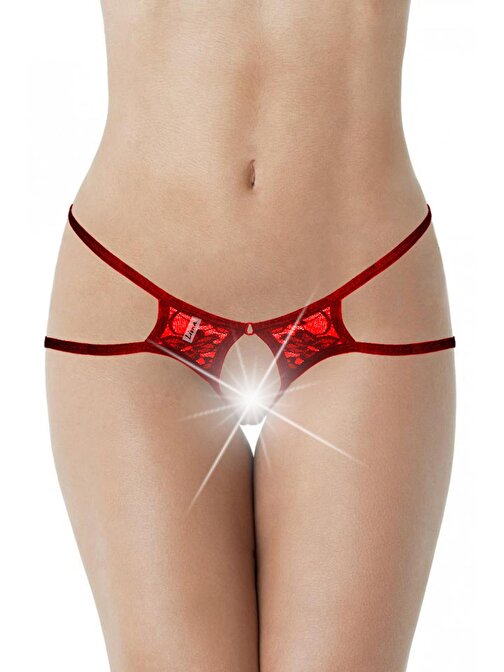 Liona Büyük Beden Fantazi Giyim Kadın Seksi Dantelli Ağı Açık Kırmızı Fantezi G String Külot