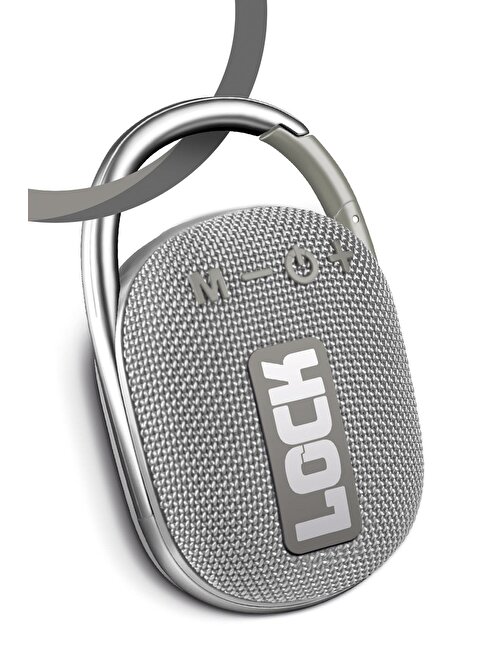 Powerway Lock Mini Kilit Özellikli Yüksek Ses Güçlü 5.3 Bluetooth Hoparlör Gümüş