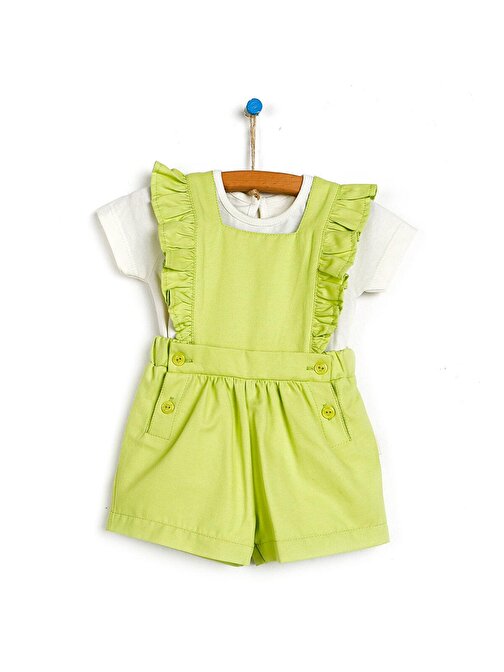 Bebbek Summer Princess Kız Bebek Şort Salopet - Tişört Takım Açık Yeşil 1.5 Yaş