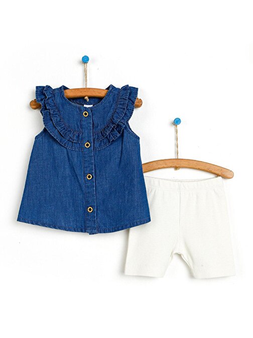 Bebbek Summer Princess Kız Bebek Gömlek - Pantolon Açık Mavi 1 Yaş