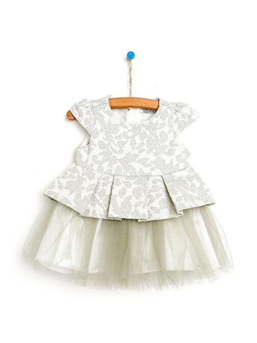 Hellobaby Basic Çiçekli Tüllü Kız Bebek Abiye Elbise 1.5 Yaş Açık Yeşil