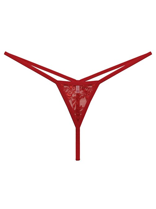 Liona Fantezi İç Giyim Kadın Seksi Dantelli Mikro Brazillian Kırmızı Fantazi G String Külot
