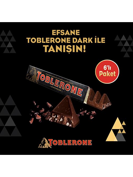 Toblerone Dark Bitter Çikolata 100 gr x 6 Adet
