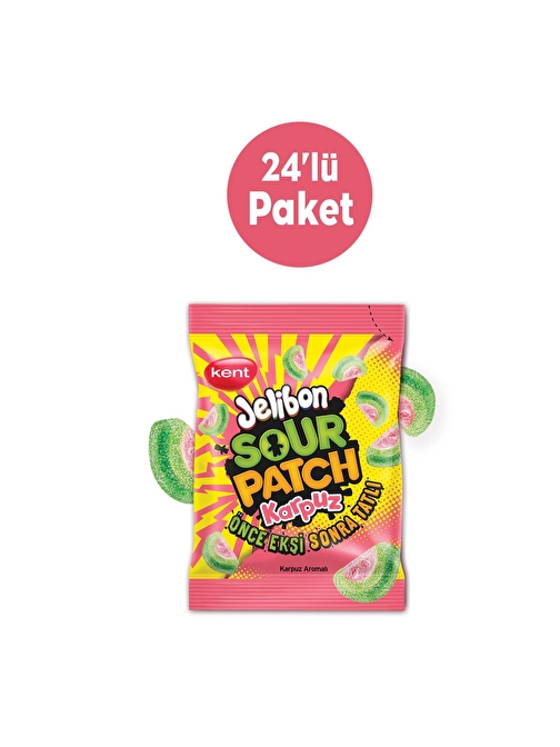 Jelibon Sour Patch Karpuz Aromalı Şekerleme 80 gr x 24 Adet