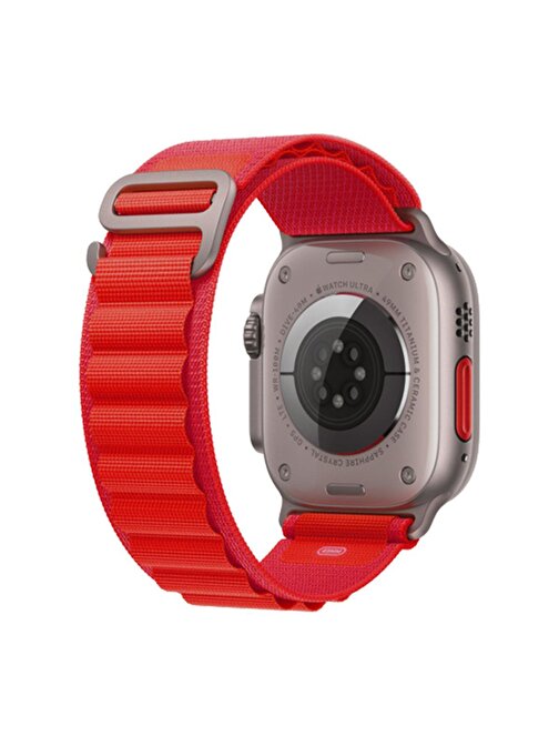 E2M KRD26 Apple Watch 38 - 40 - 41 mm Alpine Akıllı Saat Kordonu Kırmızı